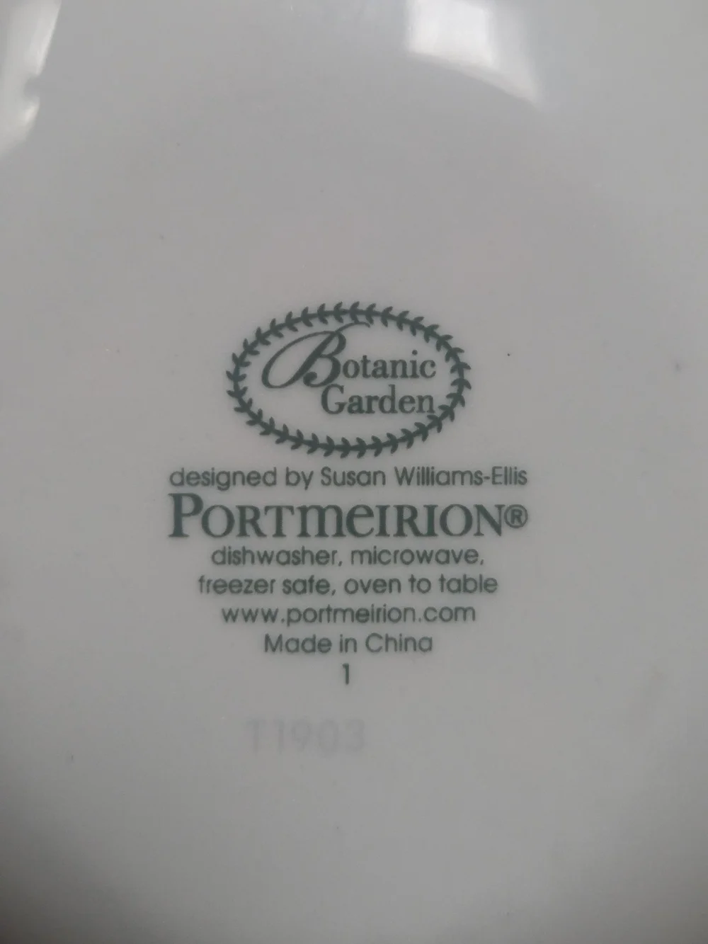 Portmeirion White Ceramic Spoon Rest with Green Leaf and Floral Motif Bin R